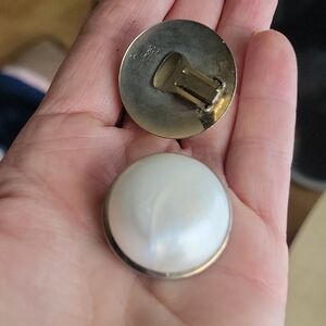 Vintage Glamour White Button Clip On Earrings